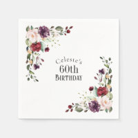 Rode Blush en Paarse Elegante Bloemen 60ste Verjaa