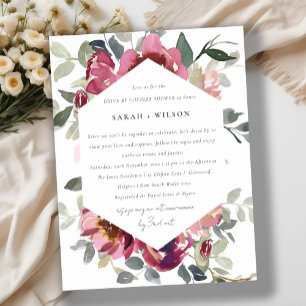RODE BLUSH ROOS FLORAL DRIVE BY COUPLY SHOWER BRIEFKAART