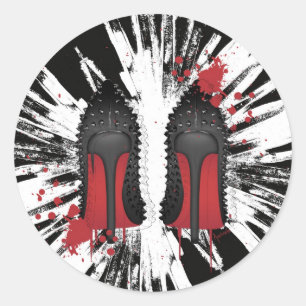 Rode bodems stilettos schoenen hoge hakken & spatt ronde sticker