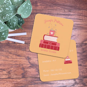 Rode Boeken Tutor Sinaasappel Vierkante Visitekaar Vierkante Visitekaartje