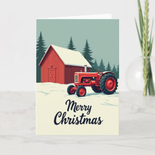Rode boerderij kerstkaart kaart