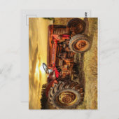  rode Boerderij tractor Briefkaart (Voorkant / Achterkant)