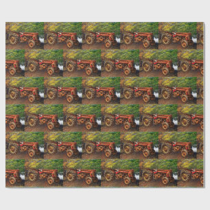 rode Boerderij tractor Cadeaupapier