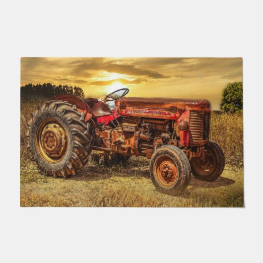  rode Boerderij tractor Deurmat (Voorkant)