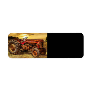 rode Boerderij tractor Etiket