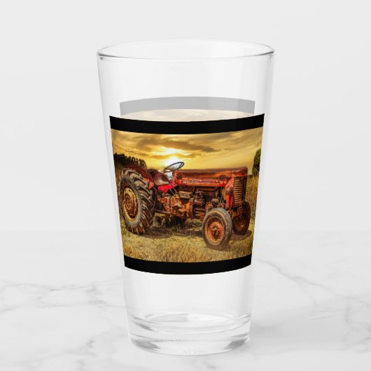 rode Boerderij tractor Glas (Voorkant)