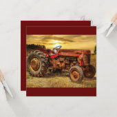  rode Boerderij tractor Kaart (Voorkant / Achterkant in situ)