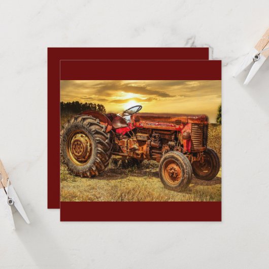  rode Boerderij tractor Kaart (Voorkant / Achterkant in situ)