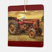  rode Boerderij tractor Keramisch Ornament (Links)