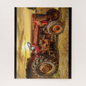  rode Boerderij tractor Legpuzzel (Verticaal)