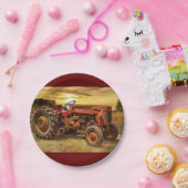 rode Boerderij tractor Papieren Bordje (Feest)