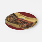 rode Boerderij tractor Papieren Bordje (Gekanteld)