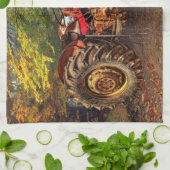  rode Boerderij tractor Theedoek (Gevouwen)