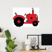 Rode boerderijtractor voertuig poster (Thuiskantoor)