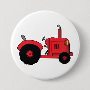 Rode boerderijtractorvoertuig ronde button 7,6 cm