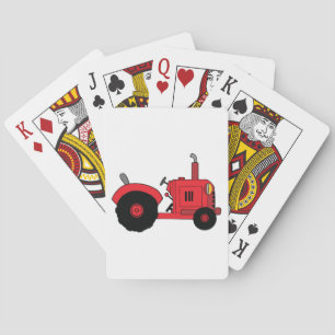 Rode boerentractor voertuig pokerkaarten