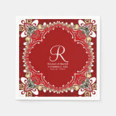 Rode Boheemse Batik Monogram Huwelijk Servet (Voorkant)