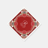 Rode Boheemse Batik Monogram Huwelijk Servet (Hoek)