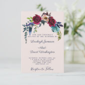 Rode boho bloemige trouwkaart kaart (Staand voorkant)