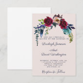 Rode boho bloemige trouwkaart kaart (Voorkant / Achterkant)
