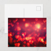 Rode Bokeh Harten Briefkaart (Voorkant / Achterkant)