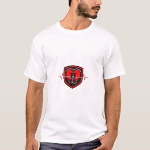 Rode Bokshandschoenen Hartslag Schild Ontwerp T-shirt