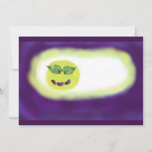 Rode bonen en graafbladeren, gelukkig gezicht bedankkaart