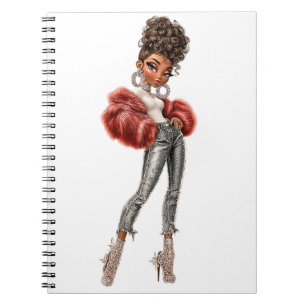 Rode Bont Glam Meisje Spiraal Foto Notitieboek