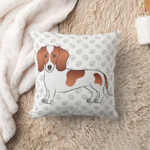 Rode Bonte Kortharige Dachshond Cartoonhond & Poot Kussen