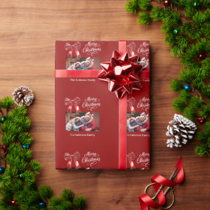 Rode boog foto script Kerst Cadeaupapier