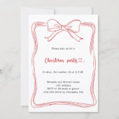 Rode boog hand-getekende QR code Christmas Party Kaart (Voorkant)