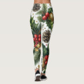 Rode boog kerstpatroon op wit leggings (Achterkant)