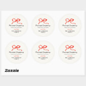 Rode boog moderne traditionele minimale kerst ronde sticker (Vel)