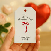 Rode Boog op de witte bg Valentijnsdag Gift labels Cadeaulabel
