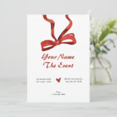 Rode boog stropdas lint kaart (Staand voorkant)