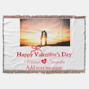 Rode boog Valentijnsdag voeg foto naam hart liefde Deken