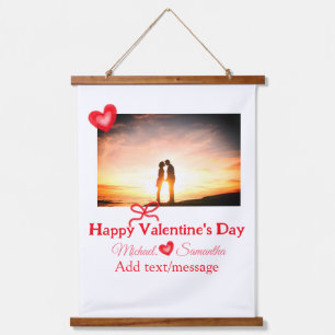 Rode boog Valentijnsdag voeg foto naam hart liefde Hangend Wandkleed
