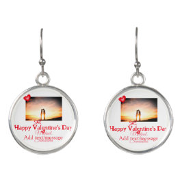 Rode boog Valentijnsdag voeg foto naam hart liefde Oorringen