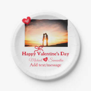 Rode boog Valentijnsdag voeg foto naam hart liefde Papieren Bordje