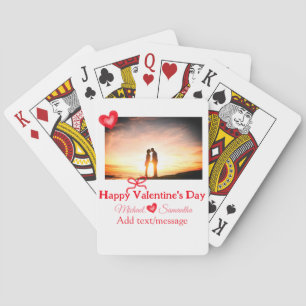 Rode boog Valentijnsdag voeg foto naam hart liefde Pokerkaarten