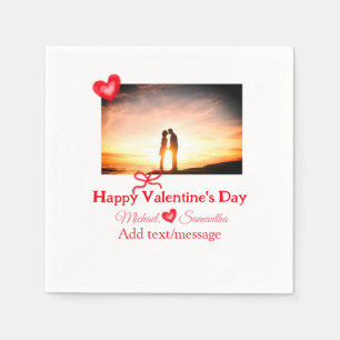 Rode boog Valentijnsdag voeg foto naam hart liefde Servet