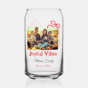Rode boog vreugdevolle Vibes voeg familienaam foto Blikvorm Glas