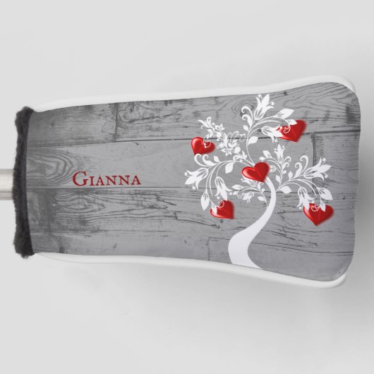 Rode boom van het hart Gepersonaliseerd Golfhoofd Golfheadcover (Voorkant)