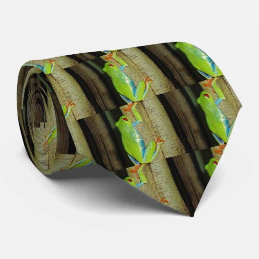 rode boomkikker stropdas (Opgerold)