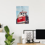 Rode boot kust aquarel poster (Thuiskantoor)
