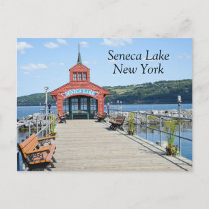 Rode boothuis op Seneca Lake Briefkaart