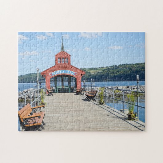 Rode boothuis op Seneca Lake Legpuzzel (Horizontaal)