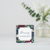 Rode bordeaux & blauw Elegante Waterverf Vierkante Visitekaartje (Staand voorkant)