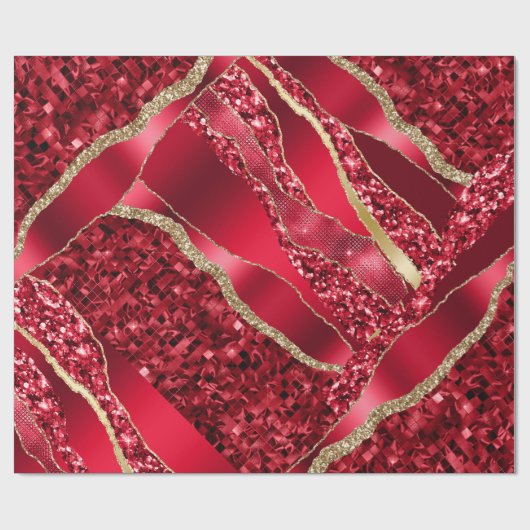 Rode bordeaux pruimenwijn glitter metallic folie c cadeaupapier (Vlak)