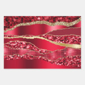 Rode bordeaux pruimenwijn glitter metallic folie c inpakpapier vel (Voorkant)